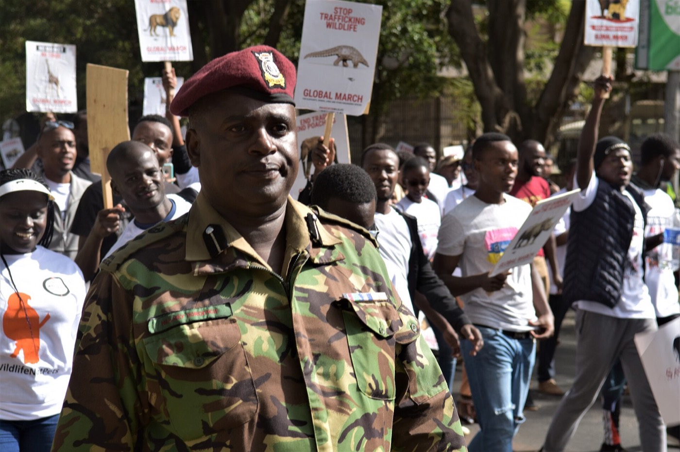 A General Service Unit officer on duty at a rally in Nairobi