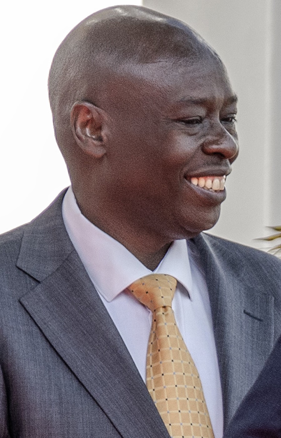 Rigathi Gachagua speaking at a podium during a 2023 official visit